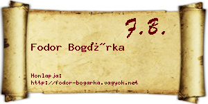 Fodor Bogárka névjegykártya